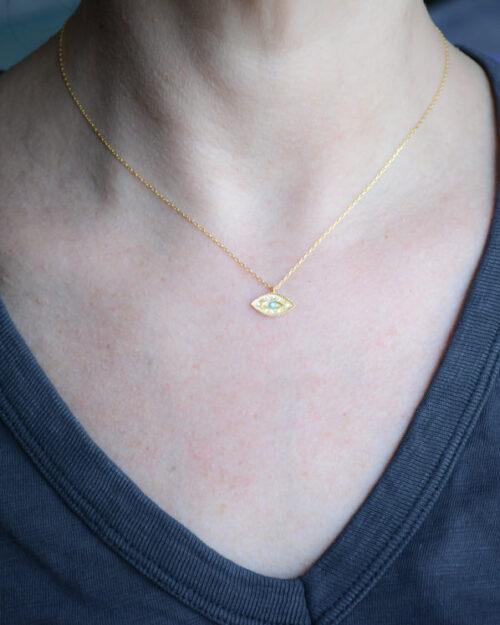 Evil eye talisman necklace with turquoise