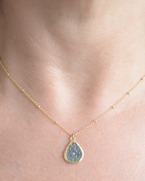 Mix metal teardrop pendant necklace