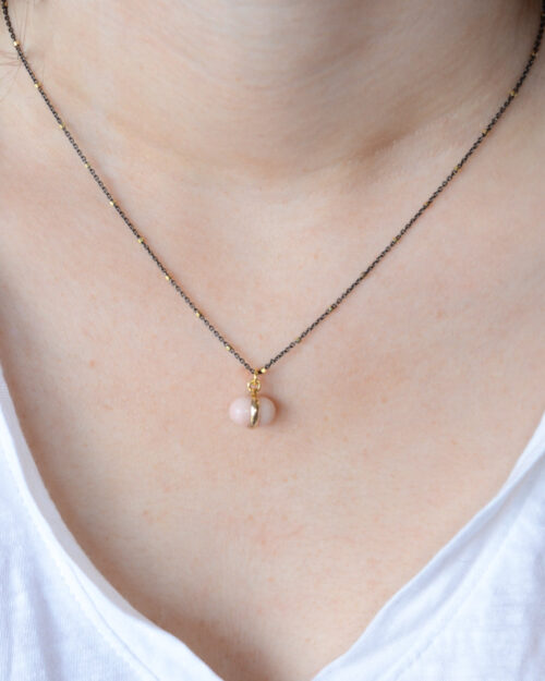 Mixed metal pink opal necklace