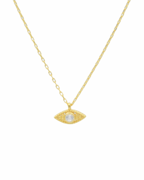 Gold Eye talisman necklace with cz accents