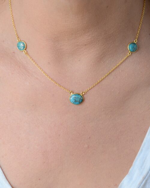 Gold plated turquoise necklace