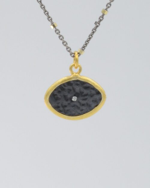 Mix metal eye pendant 2 tone necklace