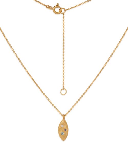 Iolite, topaz and moonstone leaf charm necklace