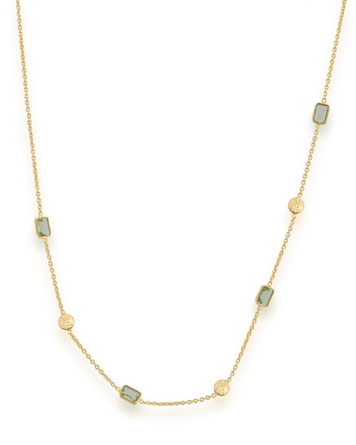 Green amethyst necklace with hammered disc spacers
