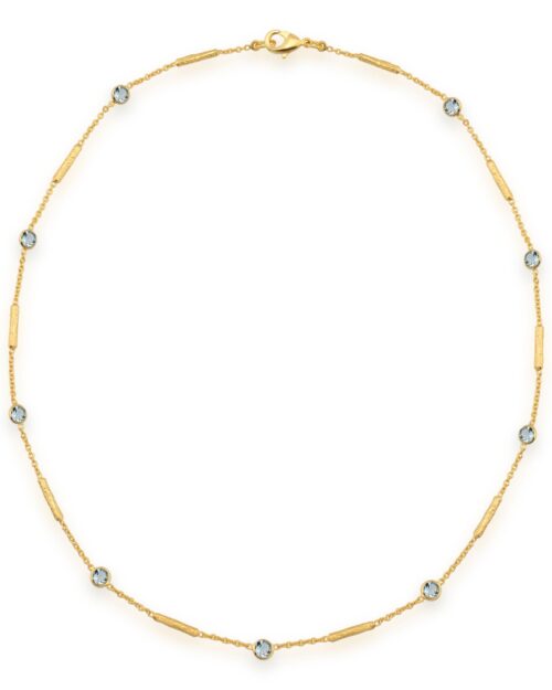 Blue topaz necklace with textured tube spacers