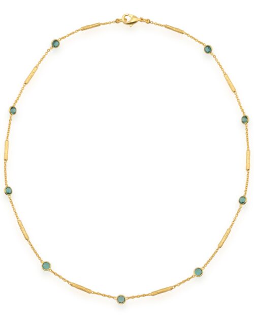 Green tourmaline necklace with textured tube spacers